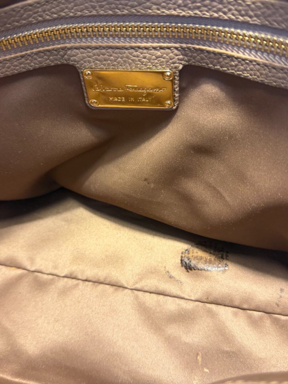 Salvatore Ferragamo Taupe Leather 2 Way Handbag - Picture 11 of 16